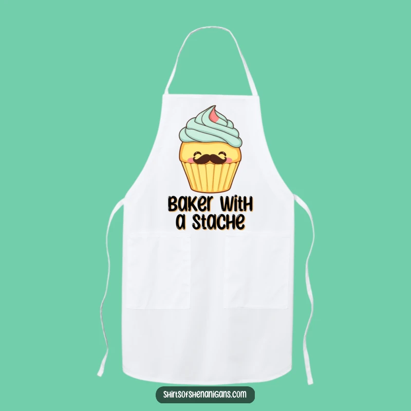 Funny Giggling Cupcake Mustache Apron - Bake with Playful Style
