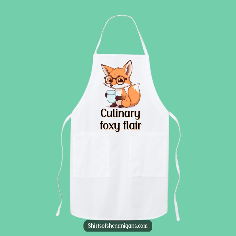 Funny Fox Monocle Apron: Dramatic Tea Sipping Kitchen Gift