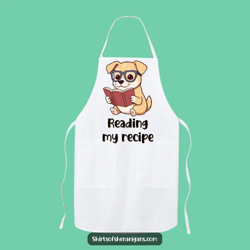 Funny Bookworm Chef Apron: Dog Reader for Culinary Funny Gift