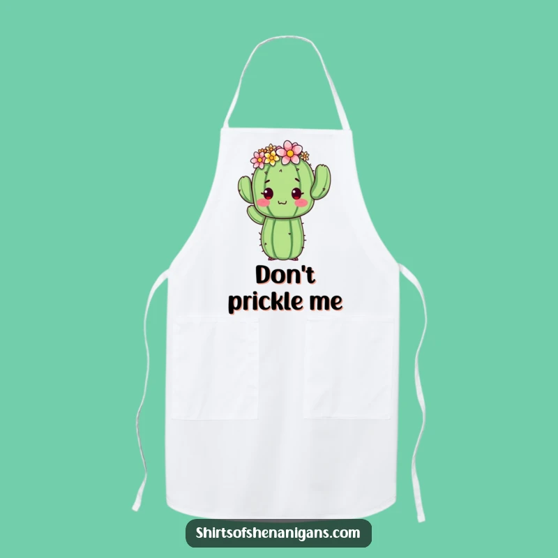 Funny Cactus Apron: Flower Crown Pose - Kitchen Humor Chef Gift