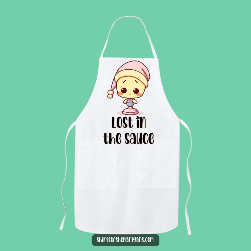 Funny Confused Chef Lamp Apron: Sleepy Light Bulb, Kitchen Humor Gift