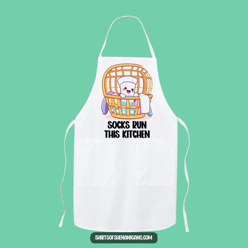 Funny Giggling Sock Apron: Laundry day humor, escape design, the perfect funny gift for chefs.