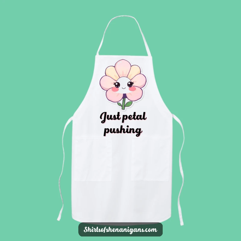 Funny Shy Flower Smile Apron: Cook with Charm and Gentle Humor