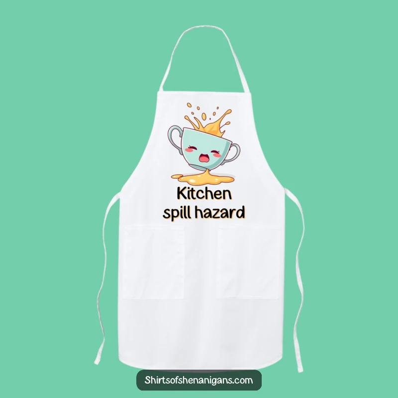 Funny Startled Teacup Apron: Spill humor, dramatic design, the perfect funny gift for chefs.