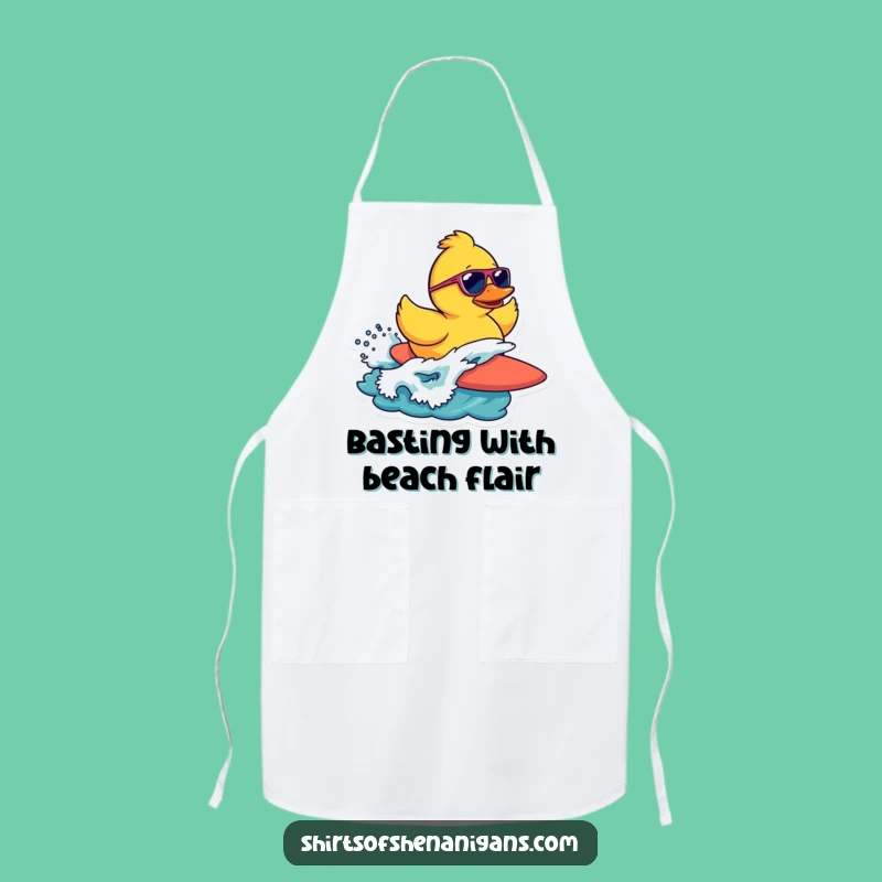 Funny Surfing Duck Apron: Ride the Culinary Waves with Quacking Style!