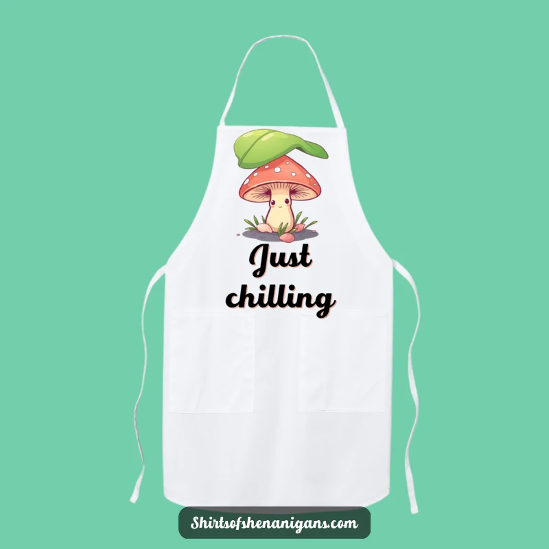 Funny Shy Mushroom Apron: Whimsical Fungi Kitchen Wear, Perfect Humorous Cooking Gift