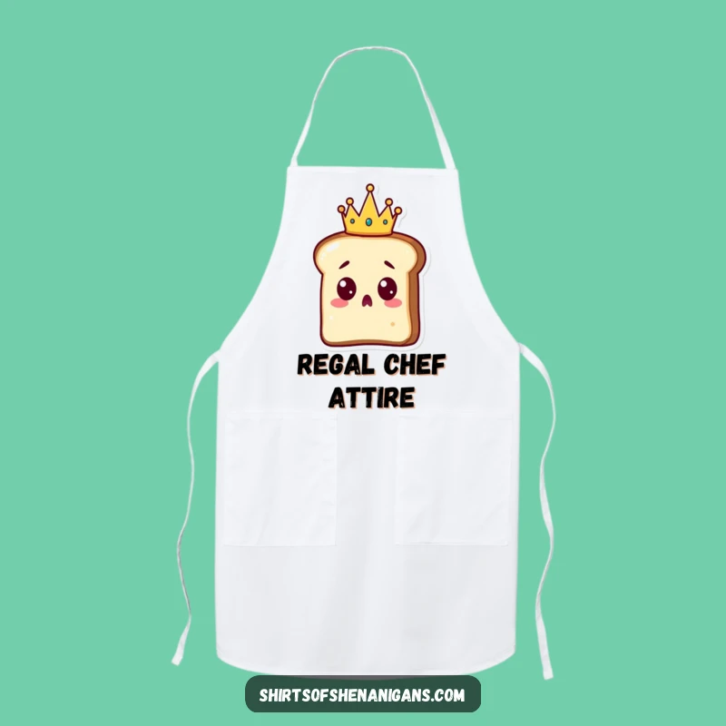 Funny Royal Chef Toast Apron: Surprised Crown, Kitchen Humor Gift
