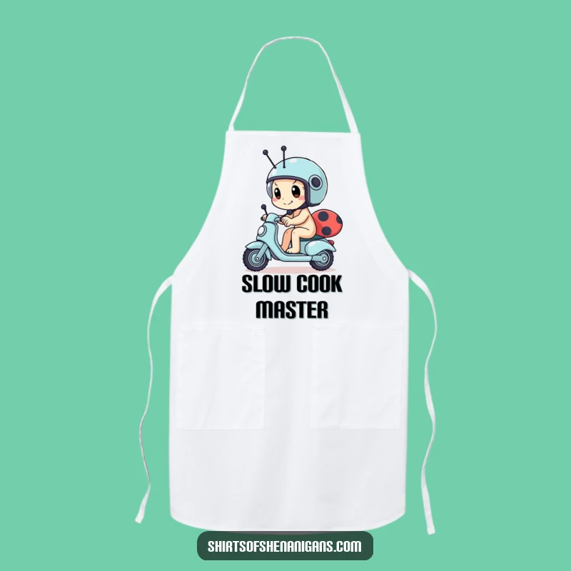 Funny Snail Scooter Apron - Determined Racer & Tiny Helmet Chef Gift
