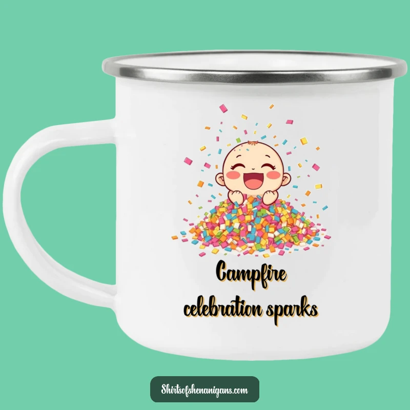 Festive Funny Giggling Confetti Camping Mug: Fun and Funny Gift for Outdoor Parties