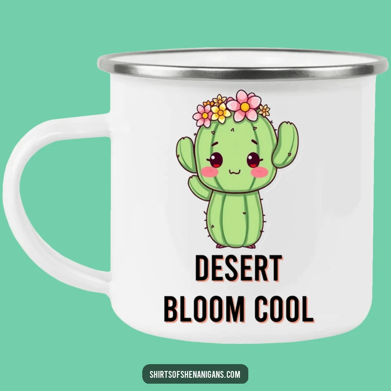 Funny Cactus Camping Mug: Flower Crown Pose - Rugged & Quirky Outdoor Gift