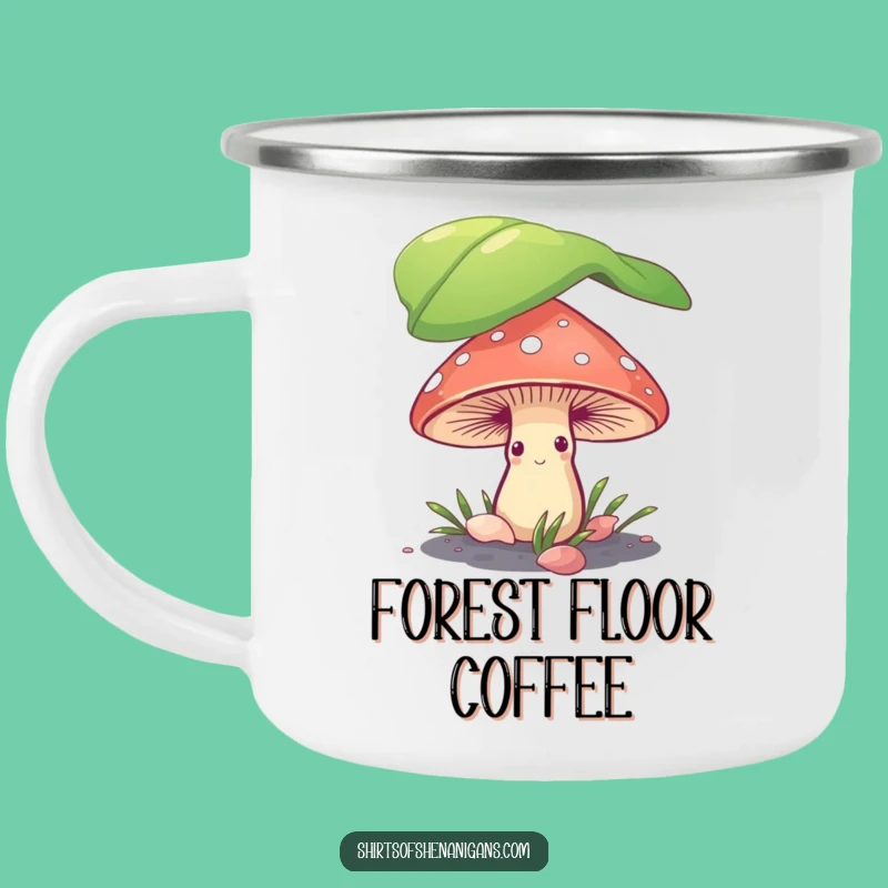 Funny Shy Mushroom Camping Mug: Durable Fungi Drinkware, Perfect Outdoor Humor Gift