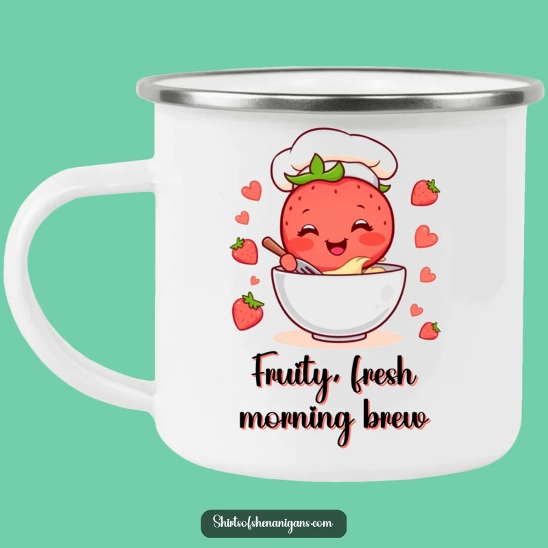Funny Strawberry Chef Camping Mug: Cheerful Baker Outdoor Adventures, Great Funny Gift