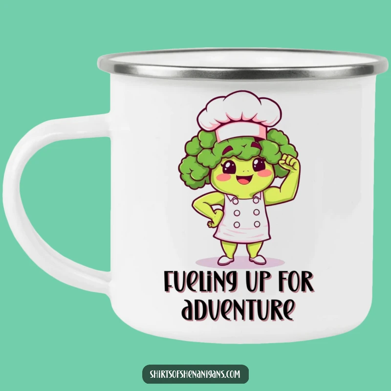 Funny Broccoli Chef Camping Mug: Strong Veggie Outdoors, Great Funny Gift