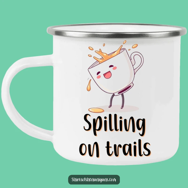 Funny Clumsy Teacup Cartwheel Camping Mug - Sip with Spirited Glee