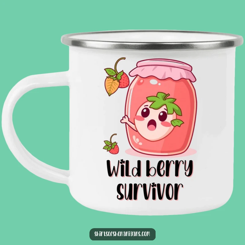 Funny Escaping Strawberry Camping Mug: Fruity Outdoor Cup, Perfect Funny Gift