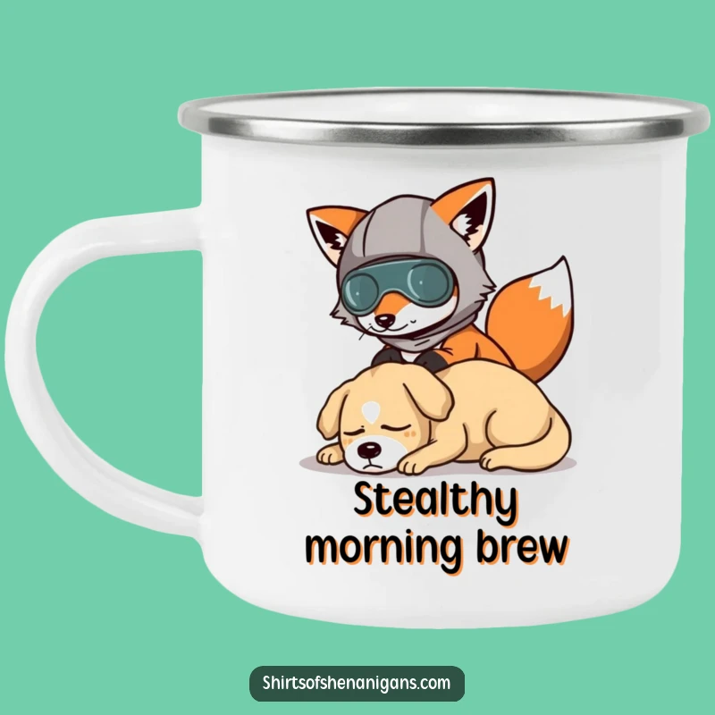 Funny Fox Disguise Camping Mug: Adventure with a Hilarious Trail Buddy