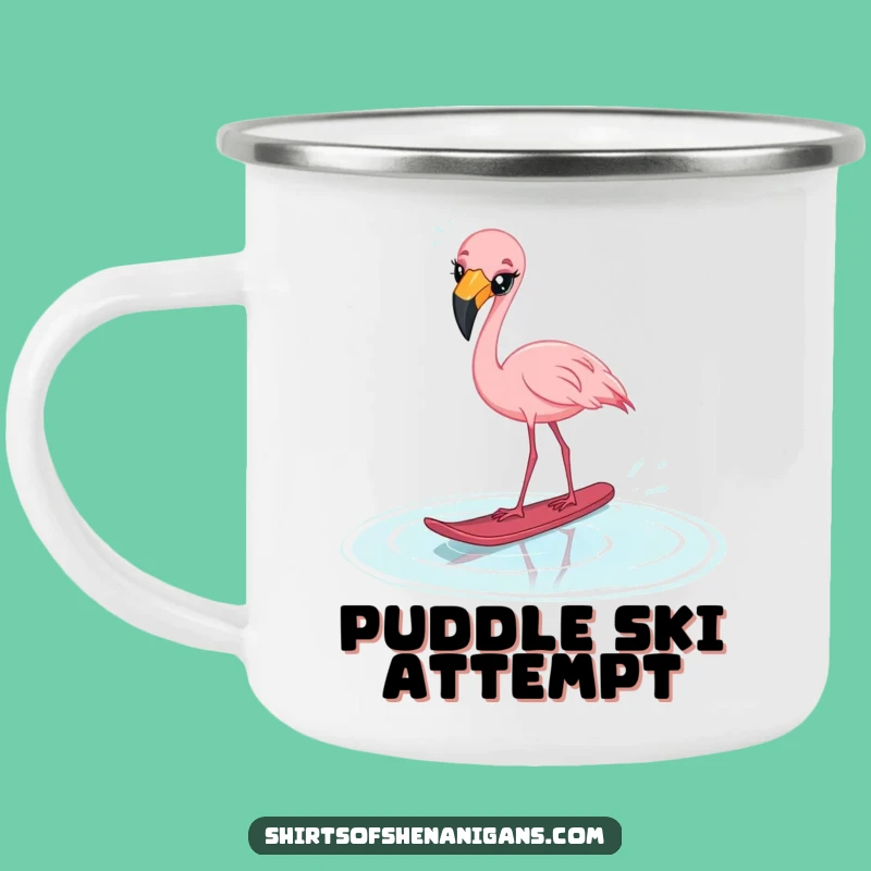 Funny Startled Flamingo Camping Mug - Durable & Hilarious Water Ski Cup