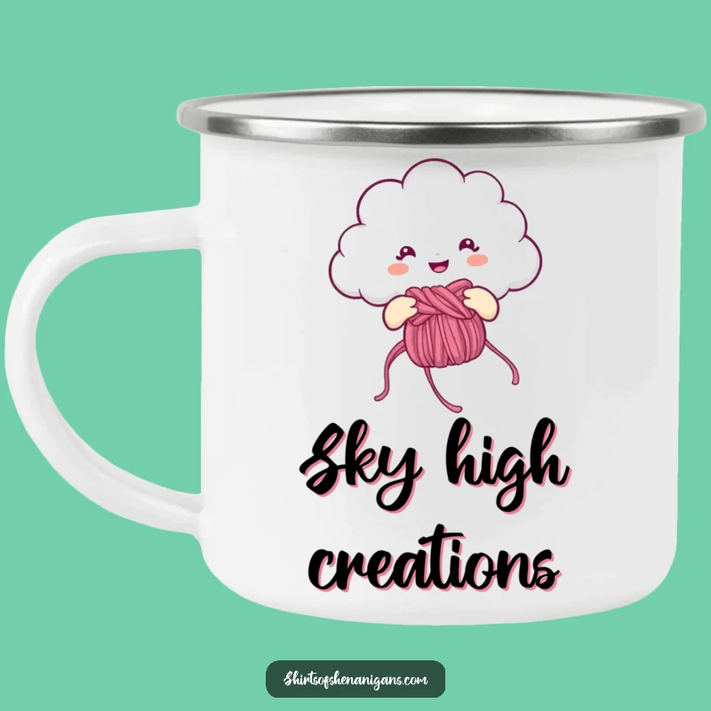 Funny Knitting Cloud Camping Mug: Crafty Outdoor Cup, Perfect Funny Gift