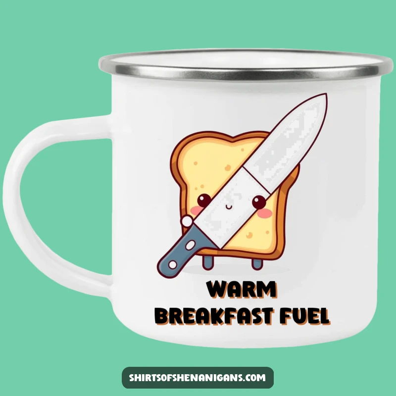 Funny Shy Toast Camping Mug - Durable & Cute Breakfast Camp Cup