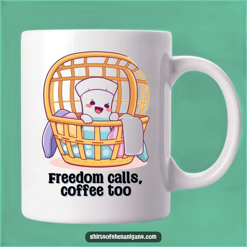 Funny Giggling Sock Mug: Laundry humor design, the perfect funny gift for washing day blues.