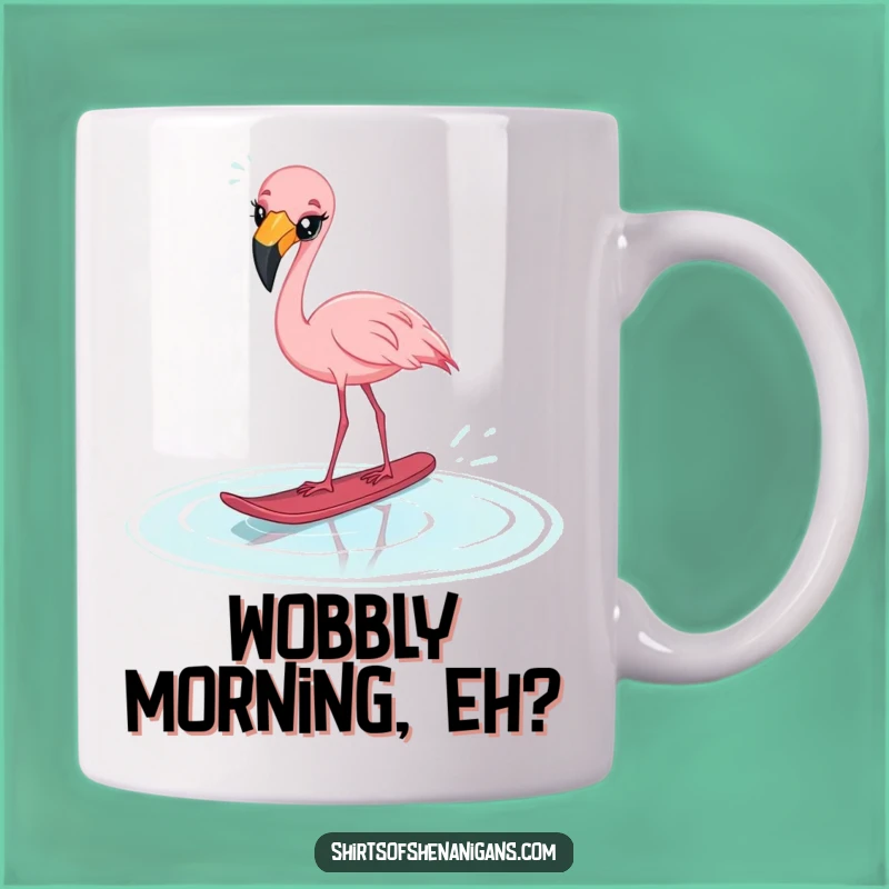 Funny Startled Flamingo Water Ski Mug - Hilarious Wet Mishap Gift