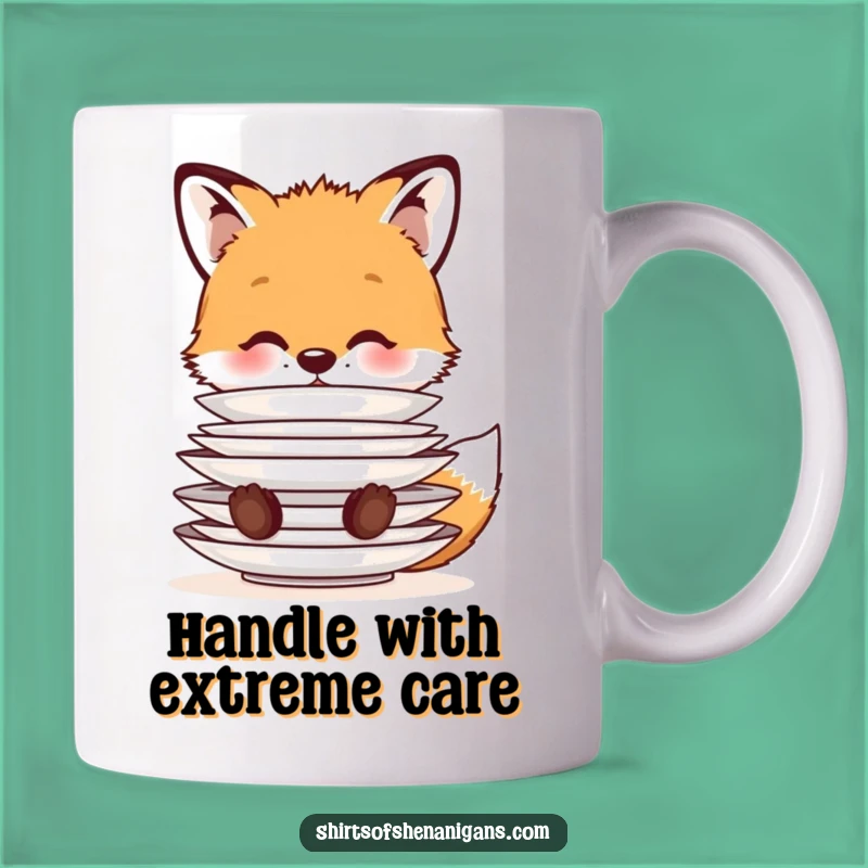 Funny Fox Mug: Cute Balancing Cub Gift for Animal Lovers, Plate Trick