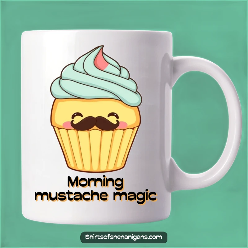 Funny Giggling Cupcake Mustache Mug - Hilarious Dessert Lover Gift