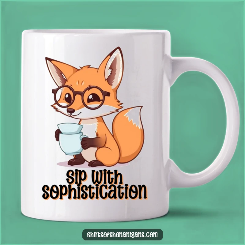 Funny Fox Monocle Mug: Dramatic Tea Sipping Gentleman Gift