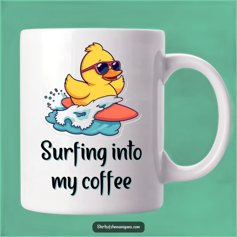 Funny Surfing Duck Mug: Catch a Wave of Humor with This Quacking Gift!