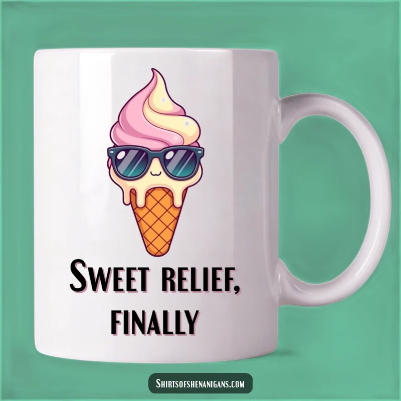 Funny Melting Ice Cream Mug: Cool, relieved cone design, the perfect funny gift for hot days.