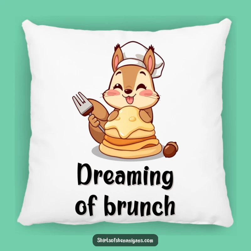 Cozy Funny Squirrel Chef Pillow - Acorn Pancake Cushion Gift