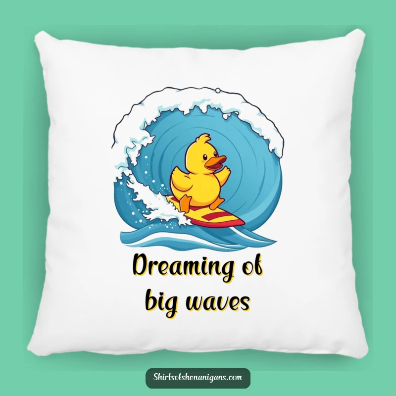Funny Rubber Duck Surf Pillow: Hilarious Decor for Cozy Wave Enthusiasts