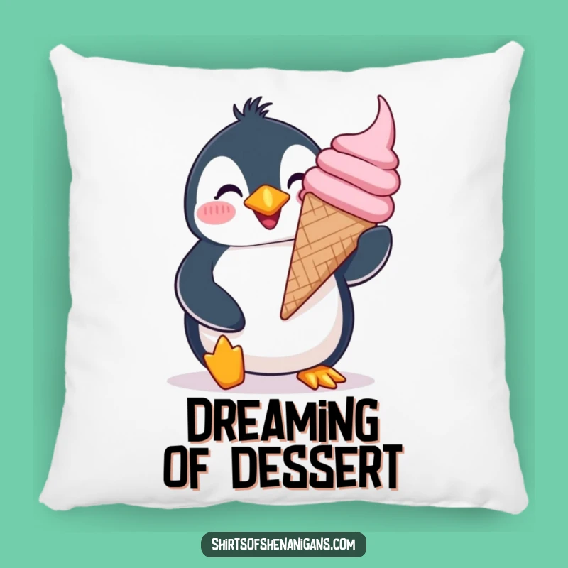 Funny Giddy Penguin Pillow - Cozy & Cheerful Ice Cream Accent Pillow