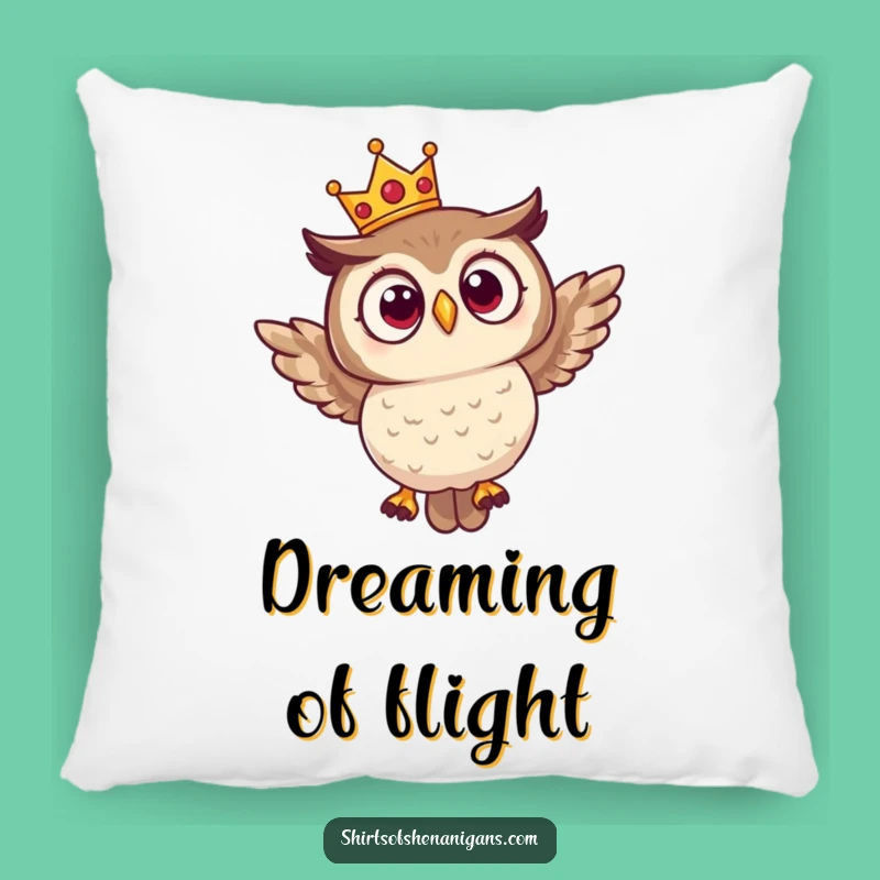 Funny Surprised Owl Crown Pillow - Cozy Royal Bird Decor Accent