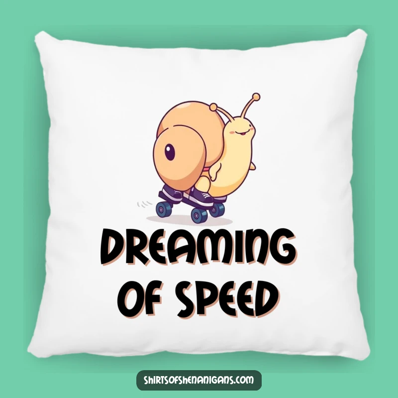 Funny Snail Roller Skates Pillow - Hilarious Race Decor for Cozy Laughs