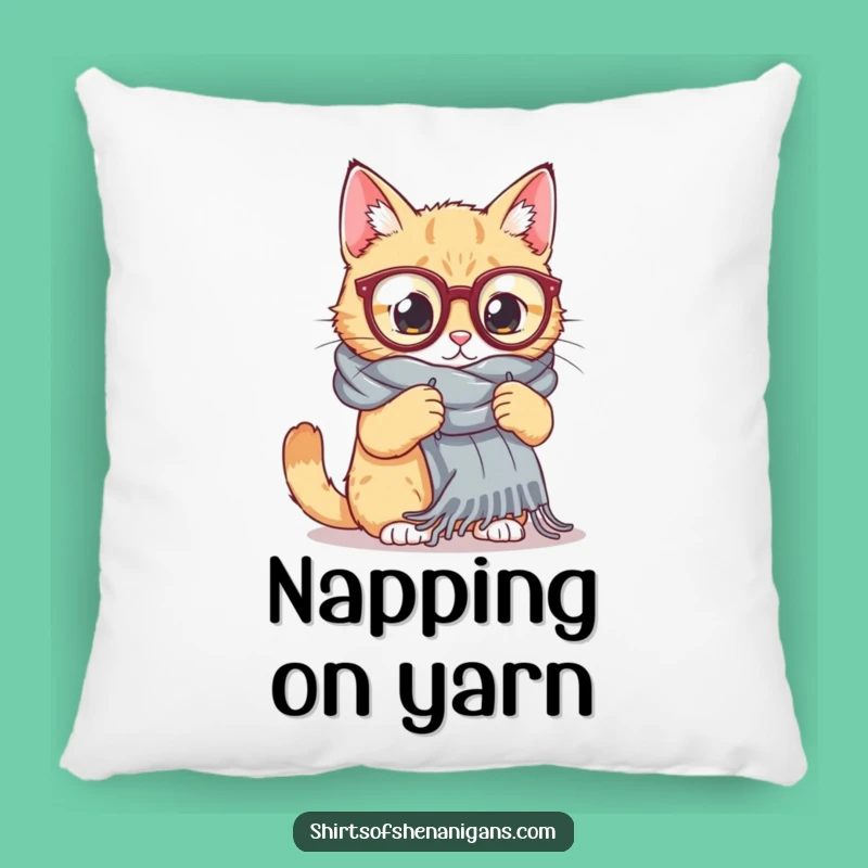 Funny Cat Knitting Pillow: Cozy Comfort with Giant Scarf Humor