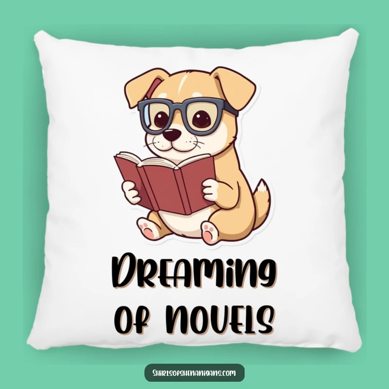 Funny Reading Nook Pillow: Dog with Glasses for Cozy Funny Gift
