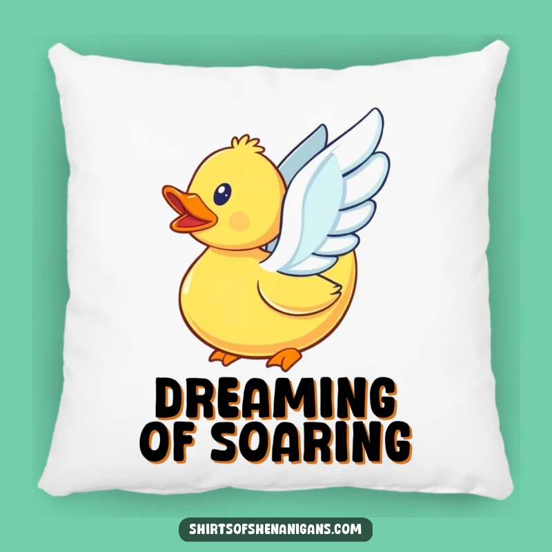 Funny Rubber Duck Flying Attempt Pillow - Cozy Winged Comfort Decor