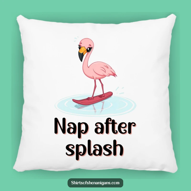 Funny Startled Flamingo Pillow - Cozy & Hilarious Water Ski Accent Pillow