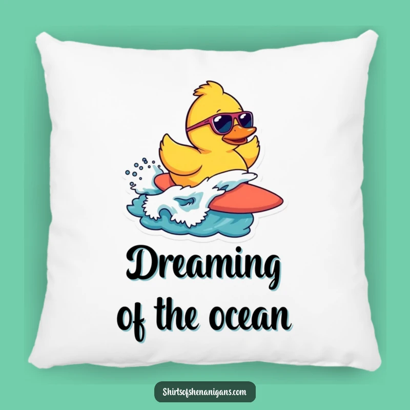 Funny Surfing Duck Pillow: Surf into Comfort with Quacking Cuteness!