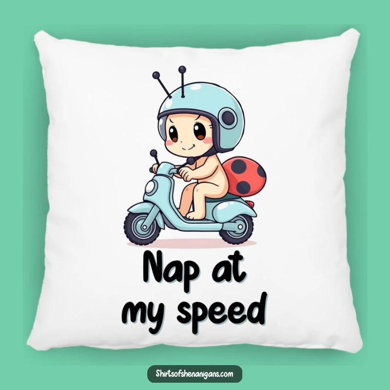 Funny Snail Scooter Pillow - Determined Racer & Tiny Helmet Comfort Gift