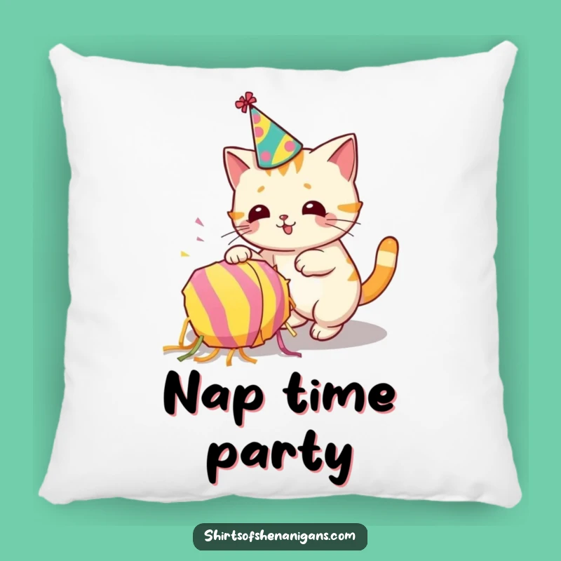 Funny Feline Fun Pillow: Cat Party Chaos for Cozy Funny Gift