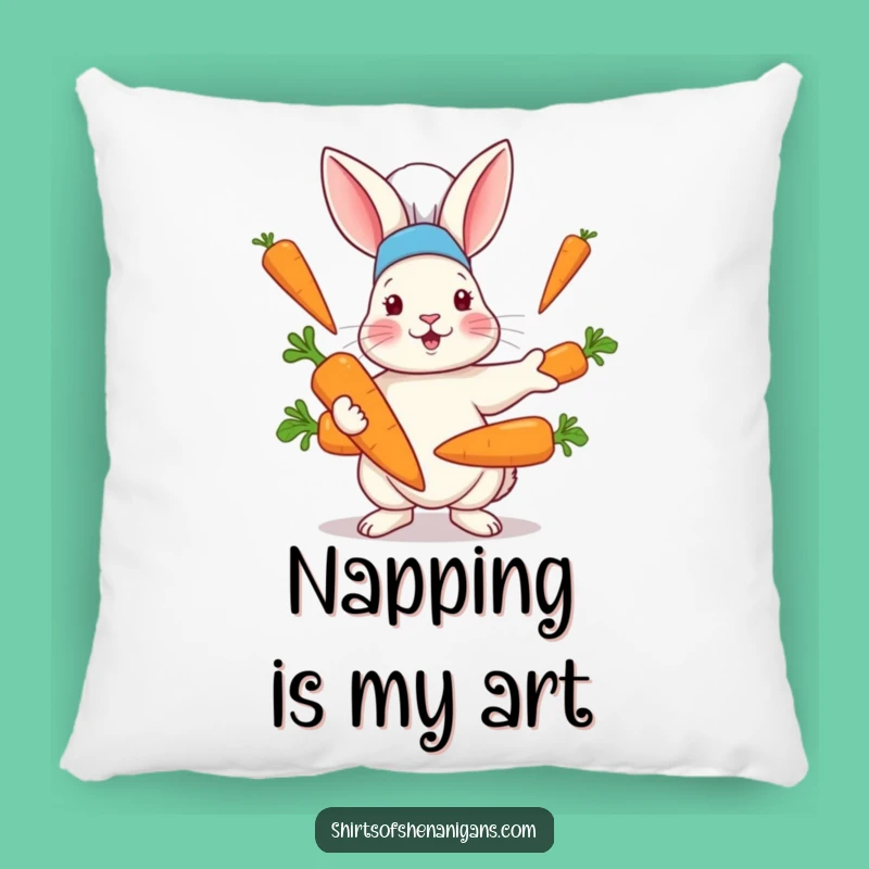 Funny Rabbit Chef Hat Carrot Juggling Pillow - Cozy Culinary Accent
