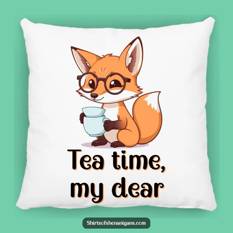 Funny Fox Monocle Pillow: Dramatic Tea Sipping Cozy Gift