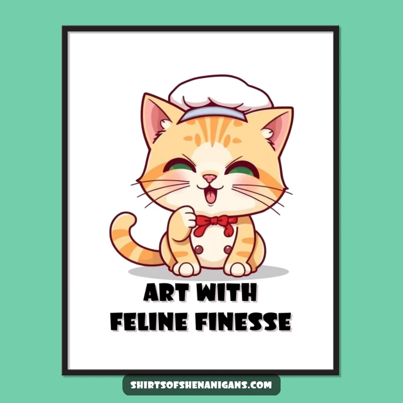 Funny Cat Chef Art Print: Playful Feline Decor, Instant Funny Gift Download