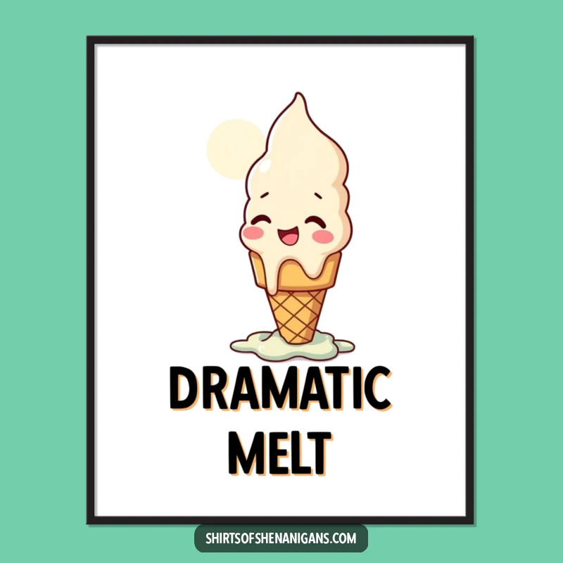 Funny Ice Cream Cone Digital Art: Instant Sweetness, a Perfect Funny Gift Print!