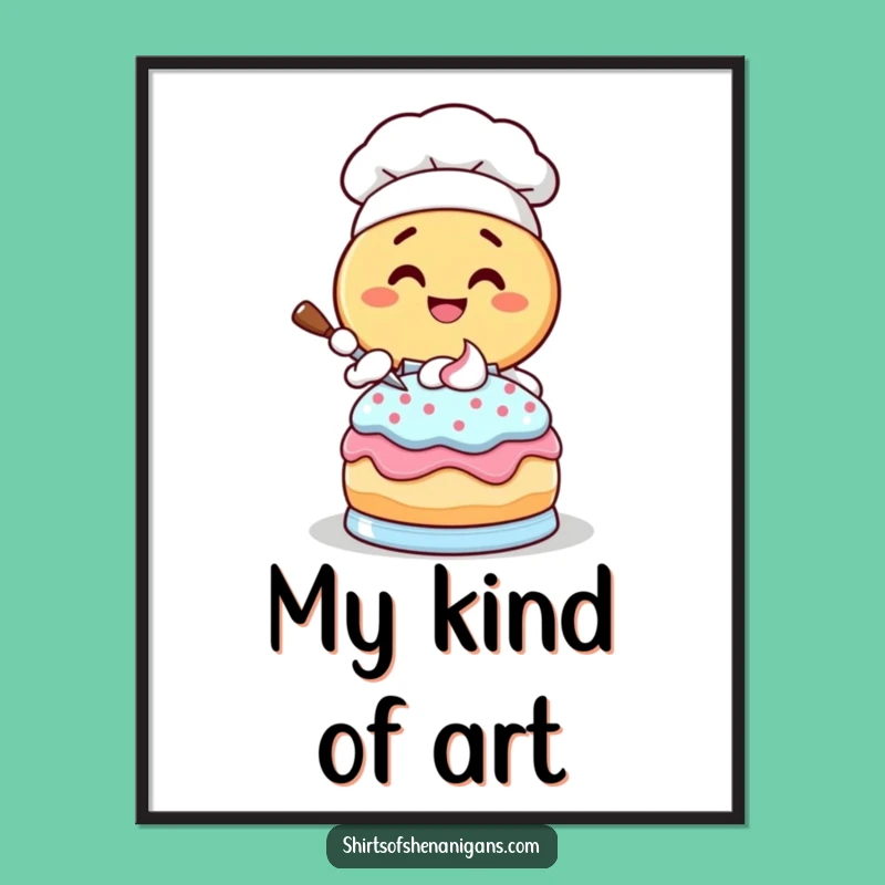Funny Donut Chef Art Print: Giggling Baker Decor, Instant Funny Gift Download