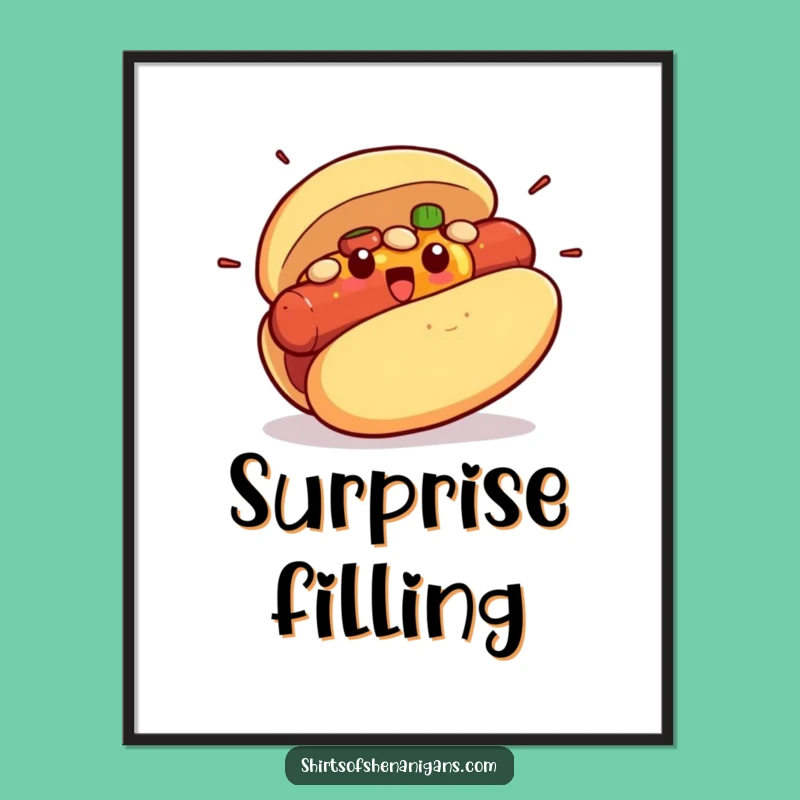 Funny Hot Dog Bun Digital Art: Instant Laughs, the Ultimate Funny Gift Print!