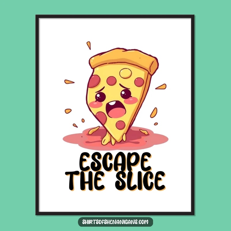Funny Pizza Escape Digital Art: Instant Drama, a Perfect Funny Gift Print!