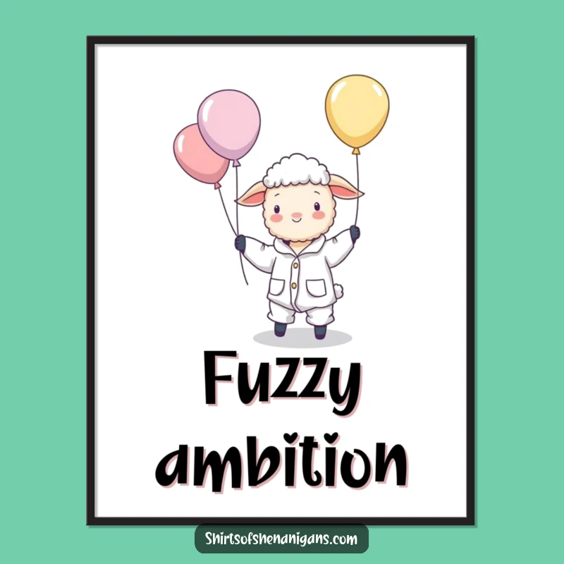 Funny Sheep Pajamas Balloon Herding Digital Art - Printable Dream Art